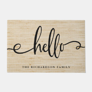 Rustic Trendy Typography Hello Doormat