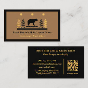 Rustic Tribal Southwestern Black Bear Restaurant Business Card