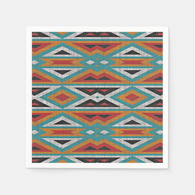 Rustic Tribe Mosaic Native American Indian Pattern Napkin (Front)