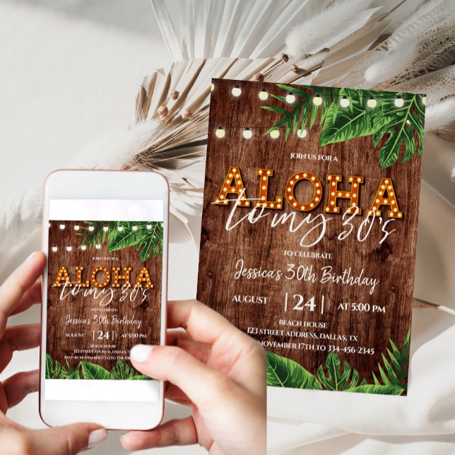 Rustic Tropical Aloha 30e anniversaire Invitation (Créateur téléchargé)