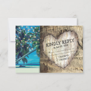 Rustic Tropical Beach Destination Wedding RSVP Card