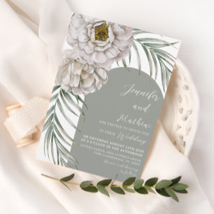 Rustic Tropical Floral Foliage & Arch Wedding Invitation