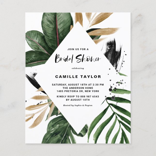 Rustic Tropical Frame Bridal Shower Invitation (Front)