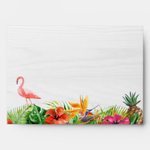 Rustic Tropical Hibiscus Floral Flamingo 5x7 Envelopes
