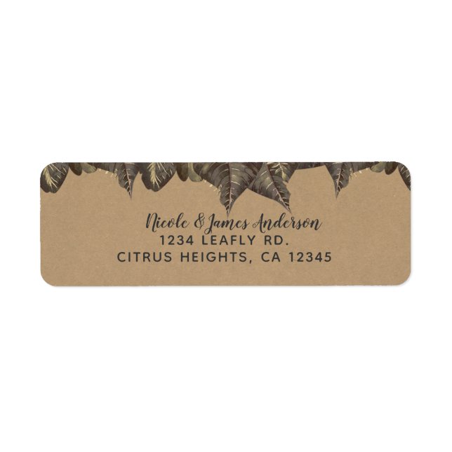 Rustic Tropical Leaves Botanical Vintage Wedding (Front)