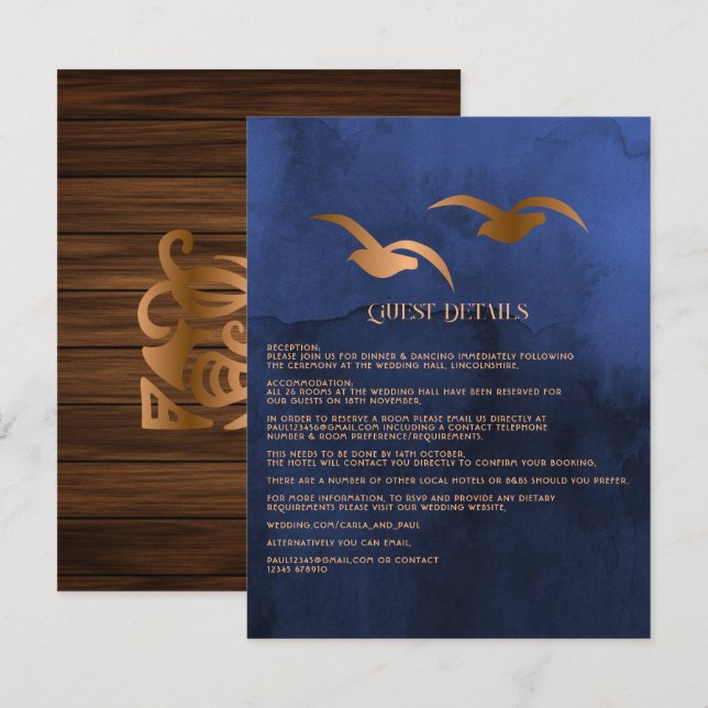 Rustic Tropical Mystic Island Wedding Guest Detail Enclosure Card (Front/Back)