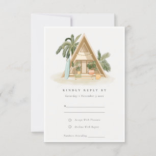 Rustic Tropical Palm Beach Shack Wedding Rsvp Card