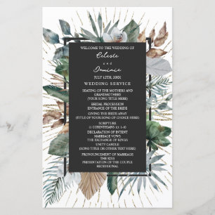 Rustic Tropical Palm Leaves Wedding Program