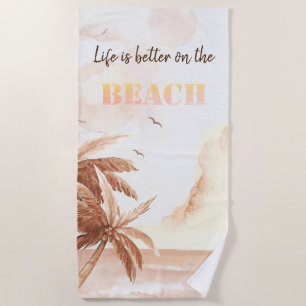 Rustic Tropical Palms Beach Towel