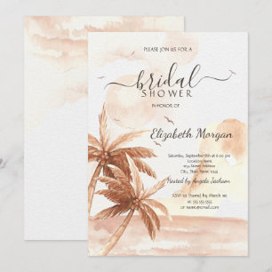 Rustic Tropical Palms Bridal Shower Invitation