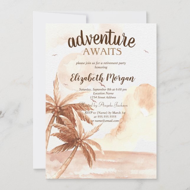Rustic Tropical Palms  Invitation (Front)
