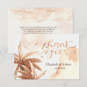 Rustic Tropical Palms Mariage Carte de remerciemen