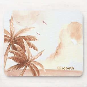 Rustic Tropical Palms Mouse Pad
