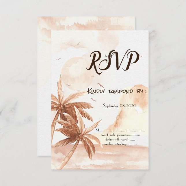 Rustic Tropical Palms RSVP Invitation (Front/Back)