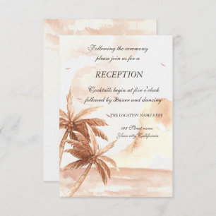 Rustic Tropical Palms Wedding Reception Invitation