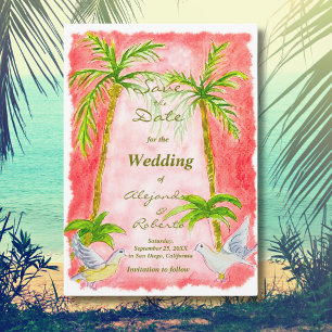 Rustic Tropical Watercolor Wedding Save the Date Invitation