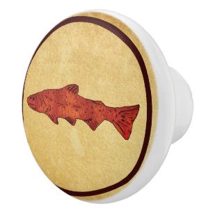 Rustic Trout Ceramic Knob