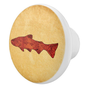 Rustic Trout Ceramic Knob