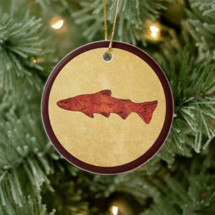 Rustic Trout Ceramic Ornament