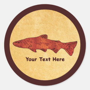 Rustic Trout Classic Round Sticker