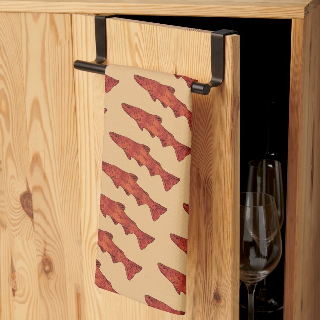 Rustic Trout Kitchen Towel (Thirds Fold)