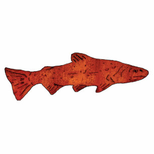 Rustic Trout Standing Photo Sculpture