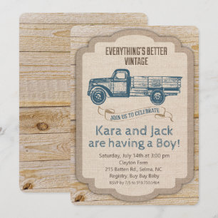 Rustic Truck Boy Baby Shower Invitation