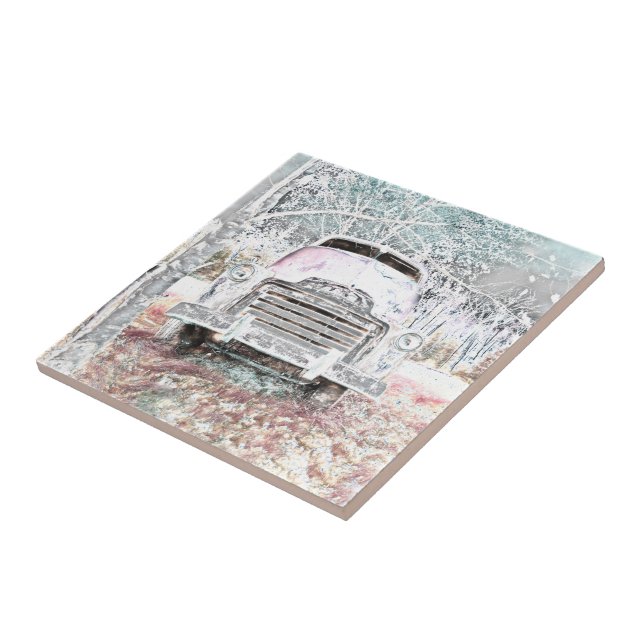  Rustic Truck Vintage White Grey Retro Distressed Tile (Side)