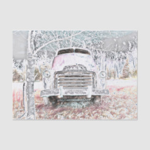  Rustic Truck Vintage White Grey Retro Distressed Tissue Paper