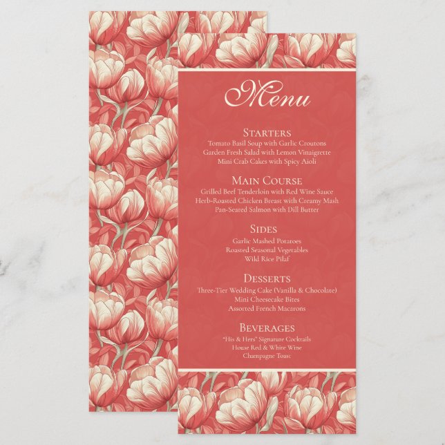 Rustic Tulip Fantasy Forest Wedding Menu (Front/Back)