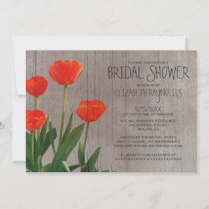 Rustic Tulips Bridal Shower Invitations