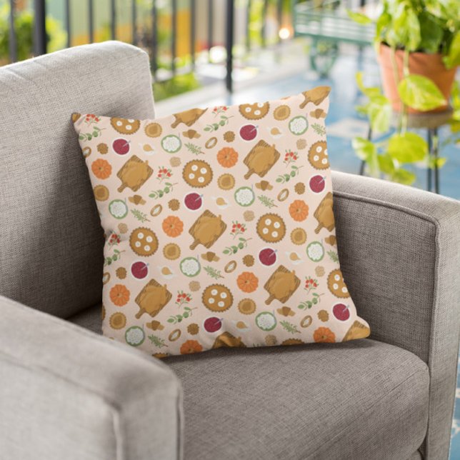 Rustic Turkey Dinner Thanksgiving pattern Throw Pillow (Creator Uploaded)