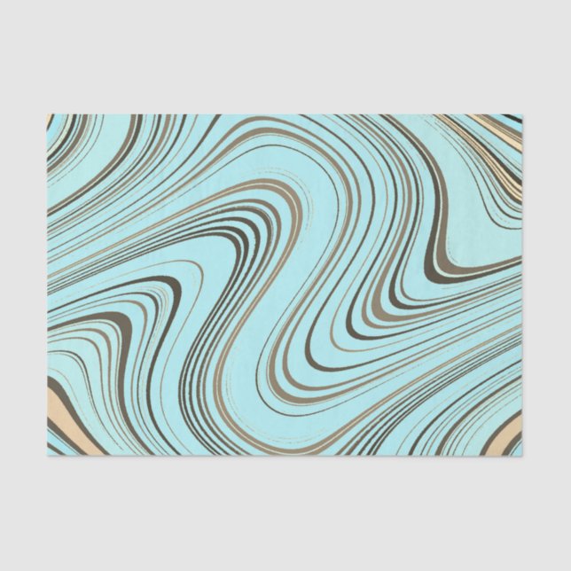 Rustic Turquoise and Gold Curvy  Tissue Paper (Front)