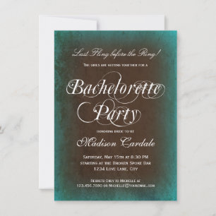 Rustic Turquoise Bachelorette Party Invitations