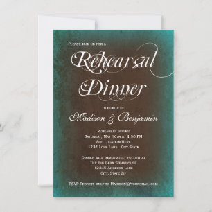 Rustic Turquoise Brown Rehearsal Dinner Invitation