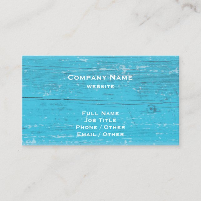 Rustic Turquoise Wood Business Card (Front)