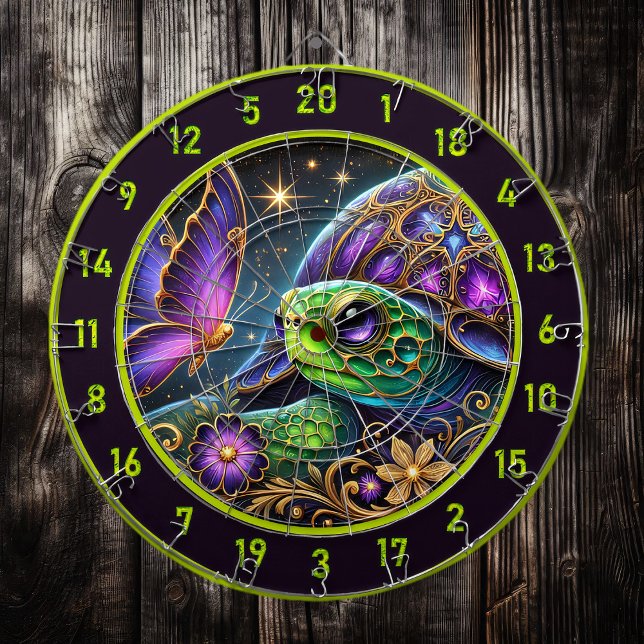Rustic Turtle and Butterfly Cosmic Art Dartboard (Creator Uploaded)