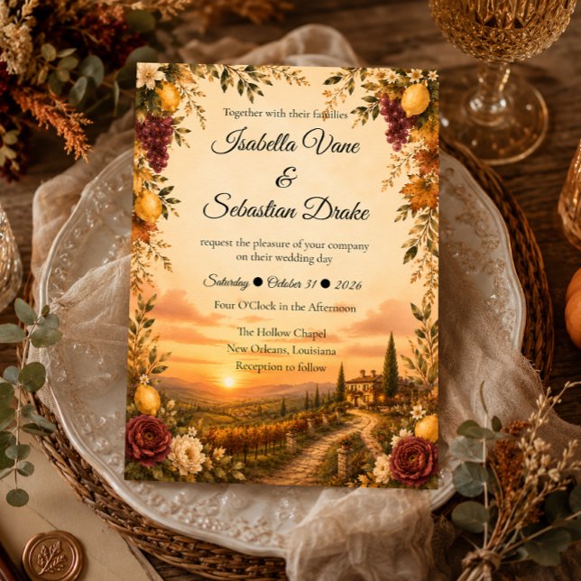 Rustic Tuscan Autumn Romance Wedding Invitation (Creator Uploaded)