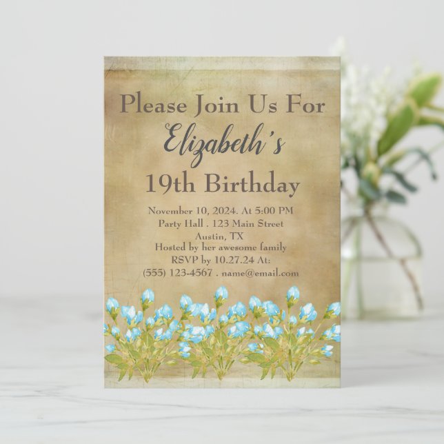 Rustic Tuscan Gold Birthday Invitation (Standing Front)