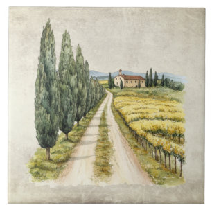 Rustic Tuscan Italian Scene Tile