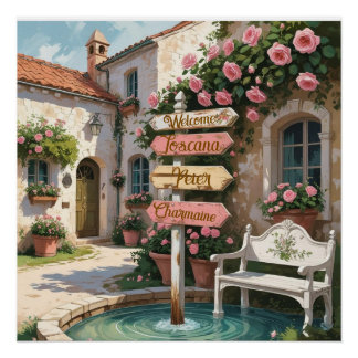Rustic Tuscany Signpost Wall Art – Customizable