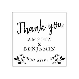 Rustic Twigs Typography Thank you Wedding Rubber Stamp