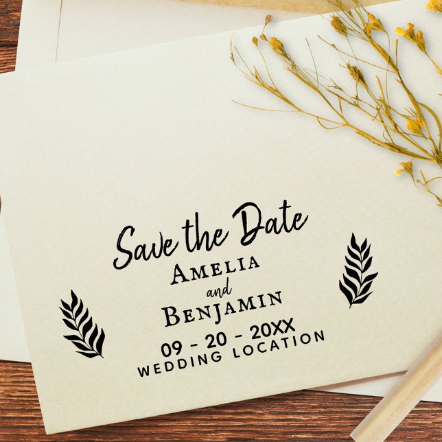 Rustic Twigs Wedding Save the Date Rubber Stamp (Creator Uploaded)