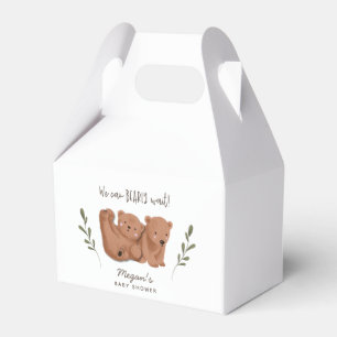 Rustic Twin Bears We Can Bearly Wait Baby Shower  Favor Box