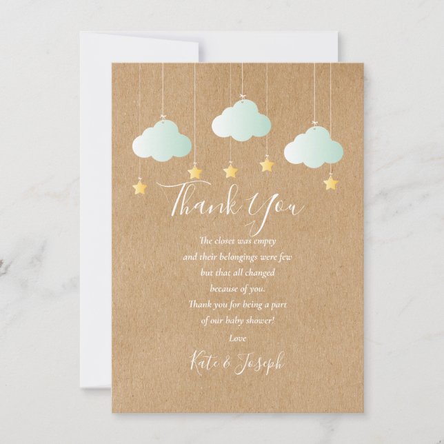 Rustic Twinkle Twinkle Baby Shower Thank You Poem Card (Front)