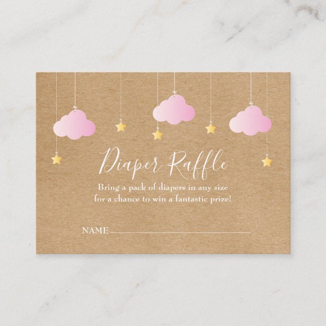 Rustic Twinkle Twinkle Diaper Raffle Baby Shower Enclosure Card (Front)