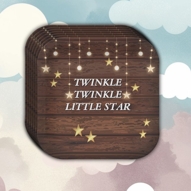 Rustic Twinkle Twinkle Little Star Baby Shower Paper Plate (Creator Uploaded)