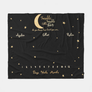 Rustic Twinkle Twinkle loved triplets milestone Fleece Blanket