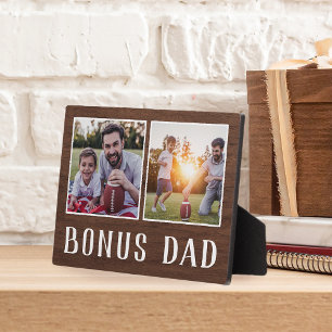 Rustic Two Photo Bonus Dad Stepfather Plaque