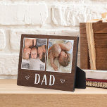 Rustic Two Photo Dad Plaque<br><div class="desc">Charming wood sign for Father's Day, birthdays, or new dads features two photos side by side on a rustic background with "Dad" beneath.</div>